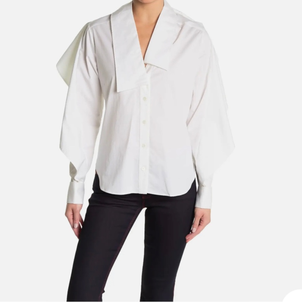 NWT BURBERRY Ruffle Trimmed Shirt White
Blouse